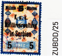 ZUBDD/25STEMPELMARKEN FISKALMARKEN ÖSTERREICH K.u.K.MILITÄRVERWALTUNG In SERBIEN1912 5 HELLER Gestempelt SIEHE ABBILDUNG - Revenue Stamps