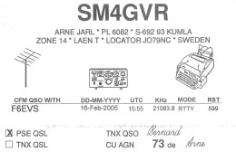 CARTE QSL : KUMLA . SUEDE . SWEDEN . - Otros & Sin Clasificación