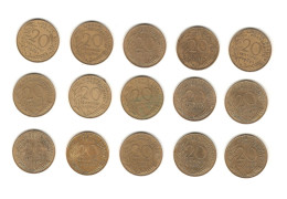 481/ France : Lot : 15 X 20 Centimes (toutes Différentes - De 1963 à 1988) - 20 Centimes