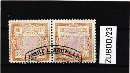 ZUBDD/23 STEMPELMARKEN FISKALMARKEN EFECTEN-UMSATZSTEUER 1898 20 HELLER Im Paar Gestempelt SIEHE ABBILDUNG - Revenue Stamps