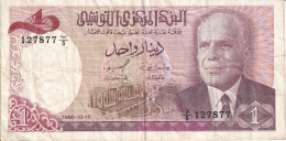 BILLETE DE TUNEZ DE 1 DINAR  DEL AÑO 1980  (BANKNOTE) - Tunisie