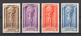 1925. PARIS STAMP EXHIBITION,FRANCE,POSTER STAMPS,CINDERELLAS,SET OF 4,MH - Erinnophilie