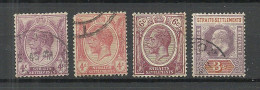 Straits Settlements MALAYSIA 1902-1921 - 4 Stamps, King Edward, O - Straits Settlements