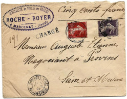 Envel Chargé NANCY PORTE ST NICOLAS 10 + 35  Semeuse1907 Marcenat  Cantal / Grille De Chargement Pour PROVINS - Covers & Documents