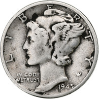 États-Unis, Mercury Dime, 1945, Philadelphie, Argent, TB+, KM:140 - 1916-1945: Mercury (Mercure)