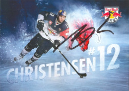 Autogramm Eishockey AK Mads Christensen EHC Red Bull München 15-16 Eisbären Berlin Herning Blue Fox Iserlohn Danmark - Invierno