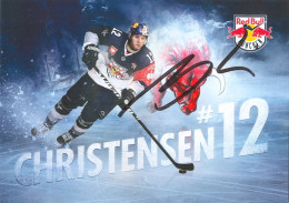 Autogramm Eishockey AK Mads Christensen EHC Red Bull München 15-16 Eisbären Berlin Herning Blue Fox Iserlohn Danmark - Sports D'hiver