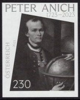 AUSTRIA(2023) Peter Anich. Globe. Black Print. The Peasant Cartographer. - Proofs & Reprints