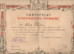 VP22.719 - Ecole,l'Institution Jeanne D'Arc De FONTENAY LE COMTE 1919 - Certificat - Melle PELLETIER - L'Evêque De LUCON - Diplômes & Bulletins Scolaires