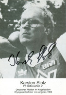 1) AK Autogramm Kugelstoßer Karsten Stolz TV Wattenscheid 01 Leichtathletik Bochum Oberhausen Shot Putter Olympia 1984 - Autografi