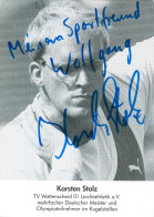 2) AK Autogramm Kugelstoßer Karsten Stolz TV Wattenscheid 01 Leichtathletik Bochum Oberhausen Shot Putter Olympia 1984 - Handtekening