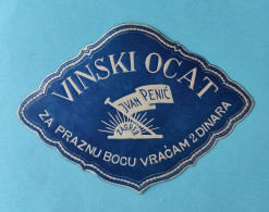 VINSKI OCAT IVAN PENIĆ (ZAGREB) Prekrasna Stara Etiketa Prije 2. Svj. Rata * Croatia Original Pre-WW2 Vinegar Label - Alcohol
