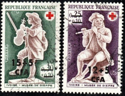 Réunion Obl. N° 378 Et 379 - Croix Rouge - Ivoires Du Musée De Dieppe - Gebruikt