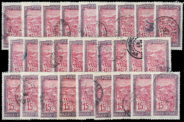 MADAGASCAR - 1908/17 Yv.99 15c Violet-brun & Rouge - Lot De 28 Timbres Oblitérés B/TB - Usati