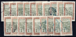 MADAGASCAR - 1908/17 Yv.108 1fr Brun Clair & Olive - Lot De 19 Timbres Oblitérés B/TB - Usados