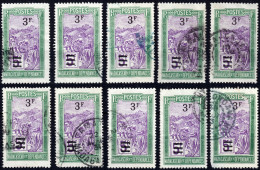 MADAGASCAR - 1922/27 Yv.153 3fr/5fr Vert & Violet - Lot De 10 Timbres Oblitérés B/TB - Gebraucht