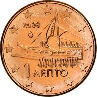 Grèce, Euro Cent, 2008, Athènes, Cuivre Plaqué Acier, FDC, KM:181 - Griechenland