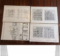 An1907 Plan Architecture Villa à AUXERRE , à SENS 89 Yonne Et Une Dans Les Environs De FONTAINEBLEAU  à Identifier - Architecture