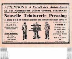 Buvard Publicitaire Teinturerie Pressing 12 Rue Maréchal Foch ( Maison Gaubert ) à PERPIGNAN - Textile & Vestimentaire