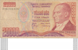 Billet  De Banque  Turquie Türkiye  20000 Turk Lirasi ( Mauvais état ) - Turchia