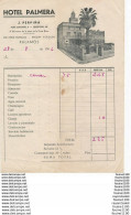 Facture Espagne HOTEL PALMERA J. Perpina  à PALAMOS  1956 - Espagne