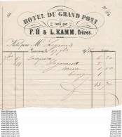 Petite Facture Format 15 X 13 Cm ANNEE 1878 HOTEL DU GRAND PONT Tenu Par F. H &  L. KAMM Frères  à Lausanne ( Suisse ) - Suisse