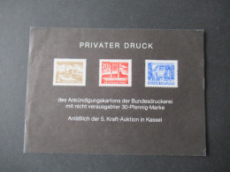 BRD / Berlin Privater Druck Der Bundesdrukerei "Anlässig Der 5 Kraft Auktion In Kassel" 1977 Nr.000001 - Ungebraucht