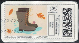 France Vignette Oblitérée Sur Fragment Used Mon Timbre En Ligne Saisons Automne Bottes SU - Printable Stamps (Montimbrenligne)