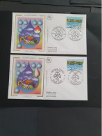 MONACO/ITALIE 1996 2 Enveloppes Sur Soie "Accord Ramoge" Oblitération 1er Jour - Briefe U. Dokumente