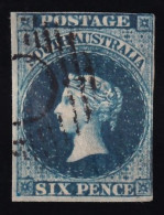 South Australia, 1855 Y&T. 3, 6 P. Azul - Gebruikt