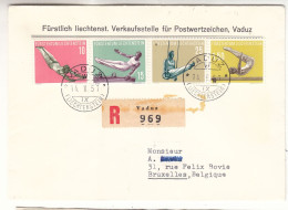 Liechtenstein - Lettre Recom De 1957 - Oblit Vaduz - Sport - Athlétisme - Valeur 90 Euros - - Brieven En Documenten