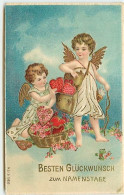 N°12940 - Carte Gaufrée - Besten Glückwunsch Zum Namenstage - Cupidons - Anges