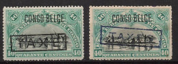 Timbre - Congo Belge - 1909 - COB TX 21*X2 Et 22/3* - Surcharge Typographique - Cote 88 - Ongebruikt