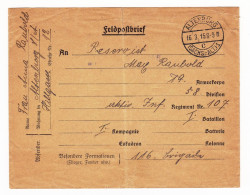 WW1 Feldpostbrief 1915 Altenburg Deutschland Reservist Infanterie Regiment 107 Feldpost Military Mail - Feldpost (franchigia Postale)