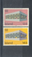 ISLAND -  1969, EUROPA STAMPS COMPLETE SET OF 2,  UMM (**). - Unused Stamps