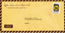 Turkey Cover Sent To Denmark Hilton Hotel 27-11-1986 Single Franked - Brieven En Documenten