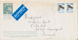 New Zealand Cover Sent Air Mail To Denmark 1994 Topic Stamps NZ Falcon In Pair The Flap On The Backside Of The Cover Is - Covers & Documents