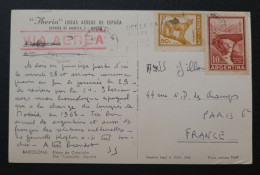 Argentine Timbres Numéros 603A Et 606A Sur CP Pour La France. - Briefe U. Dokumente