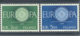 ISLAND -  1960, EUROPA STAMPS COMPLETE SET OF 2,  UMM (**). - Nuovi