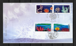 2002 Joint Canada And Hong Kong, MIXED FDC CANADA WITH 2+2 STAMPS: Corals - Gezamelijke Uitgaven