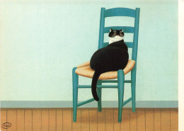ANIMAUX ET FAUNES - Un Chat Noir Se Reposant Sur Une Chaise - Colorisé - Carte Postale Ancienne - Cats