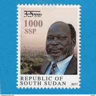 SOUTH SUDAN Surcharged Overprint On 3.5 SSP Dr John Garang Stamp Of The 1st Set SOUDAN Du Sud Südsudan - Sud-Soudan