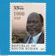 SOUTH SUDAN Surcharged Overprint On 3.5 SSP Dr John Garang Stamp Of The 1st Set SOUDAN Du Sud Südsudan - South Sudan