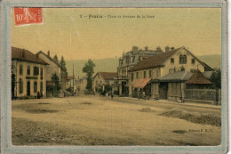 CPA - FRAIZE (88) - Vue De La Place , De L'avenue Et Du Café De La Gare En 1909 - Carte Colorisée D' Aspect Toilé - Fraize