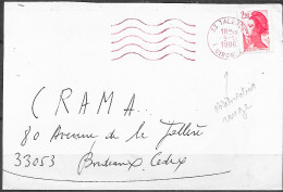 Flamme Sécap =o De 33 Talence 9-12 1986 Lignes Ondulées ROUGE Au Lieu De Noire - Storia Postale