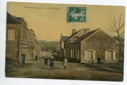 61 PUTANGES Villageois Rue De L'Eglise Bel Aspect Toilé Couleur 1907 Timbrée   D07 2020  - Putanges