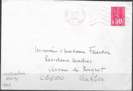 Flamme Sécap O= De 06 Nice Cimiez 15-3 1974 Lignes Ondulées ROUGE Au Lieu De Noire - Covers & Documents