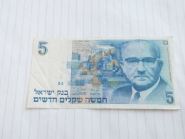 Israel-5 NEW SHEQEL-LEVI ESHKOL-(1987)(517)(LORINCZ/BRUNO)-(6556903686)-Wrinkle Stain-used-bank Note - Israel