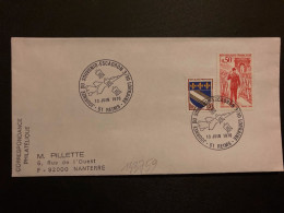 LETTRE TP GENERAL DE GAULLE 0,50 + TROYES 0,10 OBL.13 JUIN 1970 51 REIMS JOURNEE DU SOUVENIR ESCADRON 3/30 LORRAINE - Military Airmail