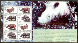 Indonesia 1997 WWF Rhinoceros Minisheet With Golden Overprint Sea Games On 1996 Issue Michel Kleinbogen Type II MNH - Andere & Zonder Classificatie